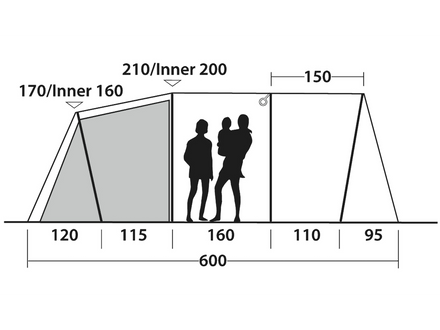 size dimensions for a family tent with illistrations