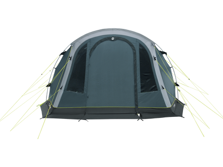 grey and blue tent on a white background