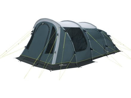 grey and blue tent on a white background