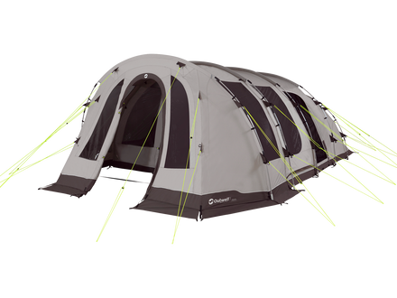 Camping tent with multiple rooms on a white background