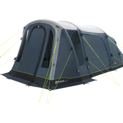 Camping tent with an attached air lounge on a white background
