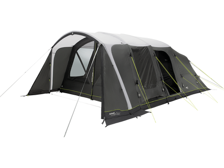 Camping tent with a black and gray design on a white background