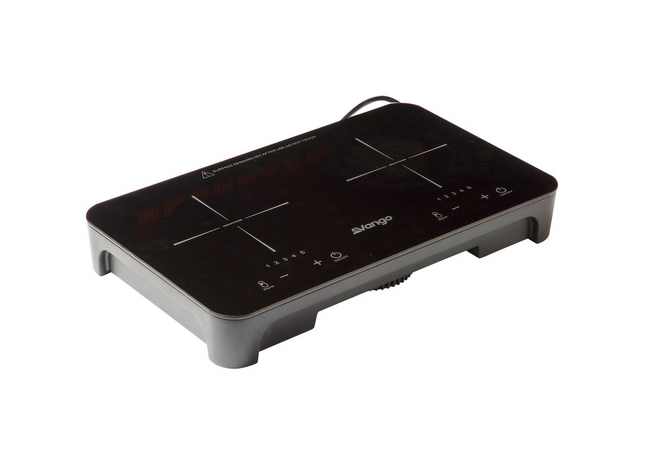 Induction cooktop with brand logo on a white background