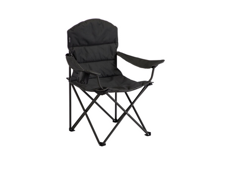 Black folding chair on a white background