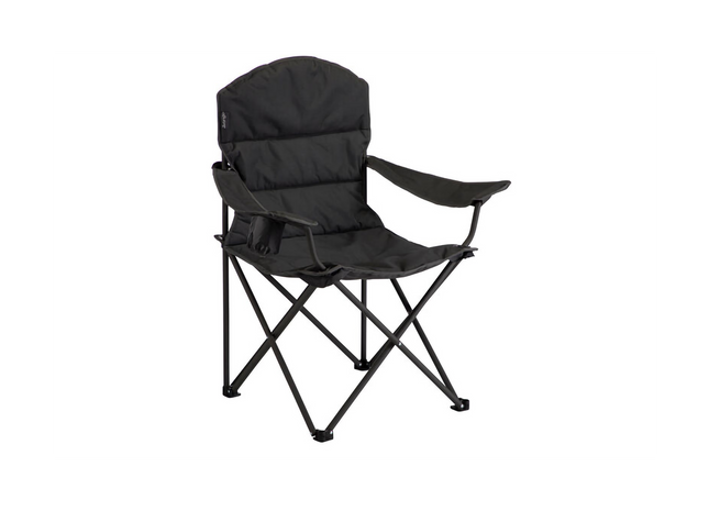 Black folding chair on a white background