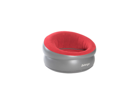 Red inflatable chair with gray base on a white background