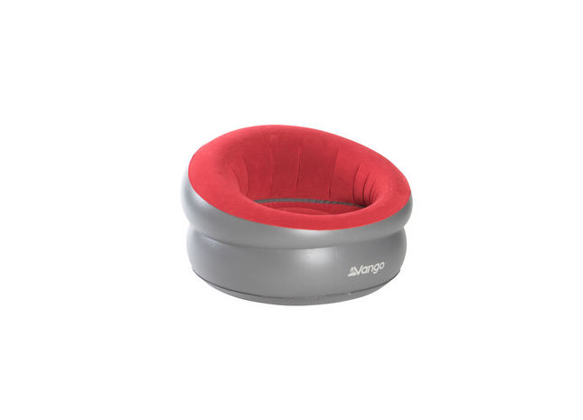 Red inflatable chair with gray base on a white background