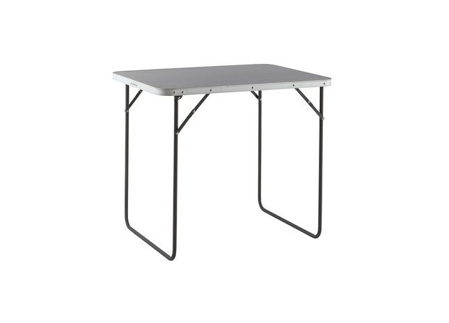 Foldable table with a white surface on a white background