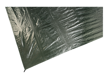 A dark gray ground sheet with a crinkled metallic texture, shown on a plain white background.