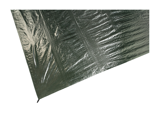 A dark gray ground sheet with a crinkled metallic texture, shown on a plain white background.