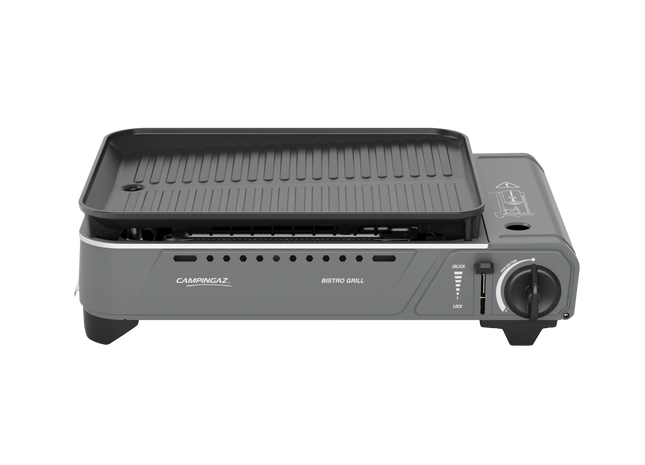 Portable grill with 'Campingaz' branding on a white background