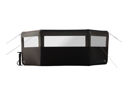 Black airbeam windbreak with hand pump on a white background