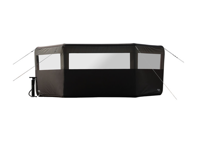 Black airbeam windbreak with hand pump on a white background
