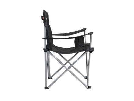 Black folding chair on a white background