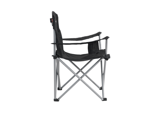 Black folding chair on a white background
