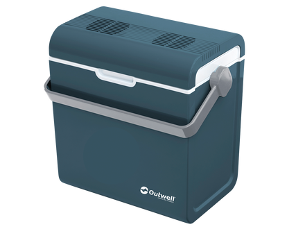 Blue Outwell cooler box on a white background