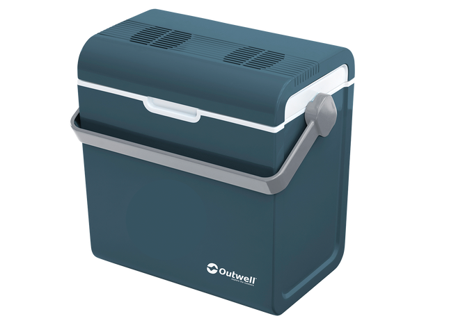 Blue Outwell cooler box on a white background