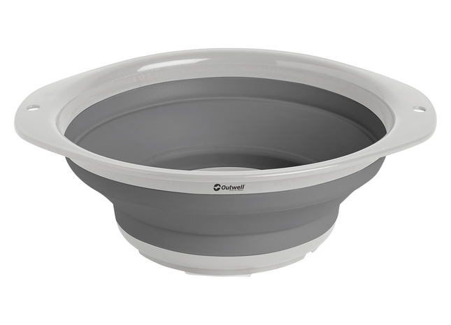 Gray silicone bowl with a white rim on a white background