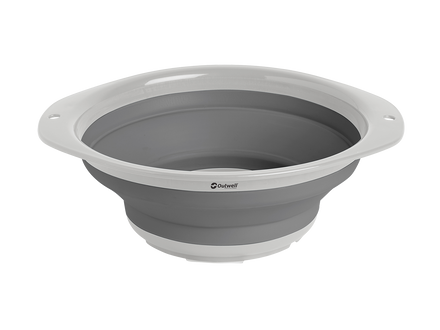 Collapsible gray bowl on a white background