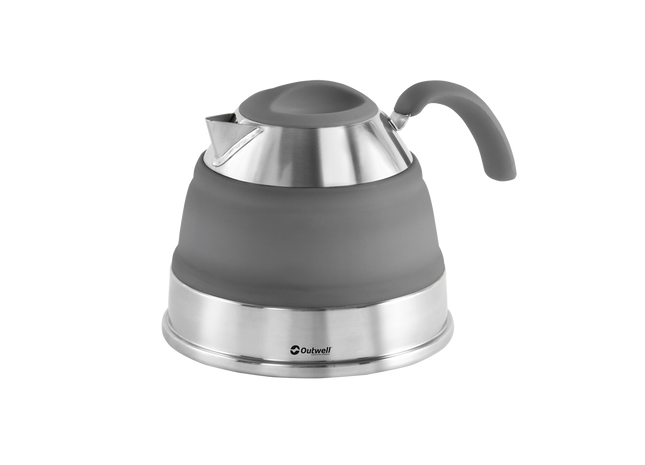 Gray and silver kettle on a white background