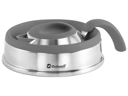 Outdoor cooking stove with gray top and handle on a white background, featuring Outwell branding.