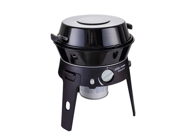 Black portable stove on a white background