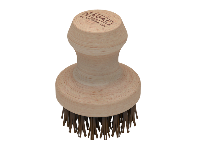 Wooden brush with bristle head on a white background