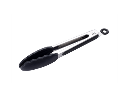 Black mechanical component on a white background