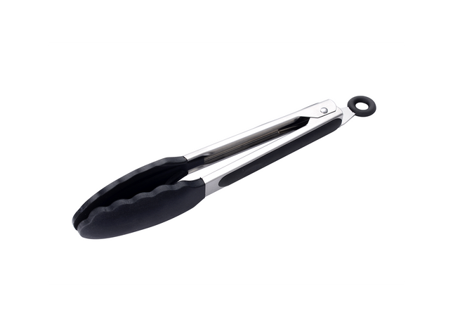 Black mechanical component on a white background