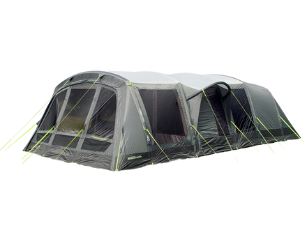 Camping tent with multiple rooms on a white background