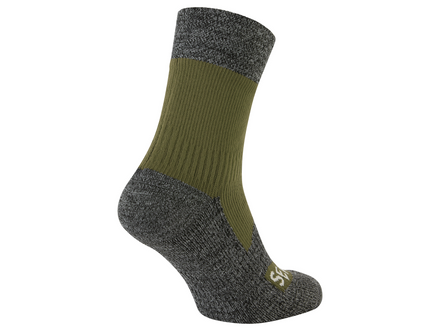 Green and gray sock on a white background