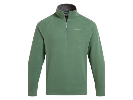 A green quarter-zip pullover fleece with a stand-up collar, shown on a plain white background. The brand name 'COLUMBINE' is visible on the left chest.