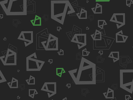 Geometric shapes on a black background with green accents