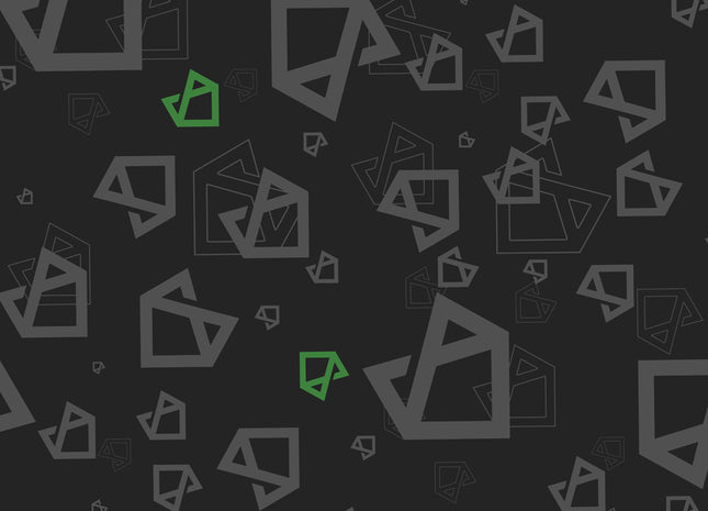 Geometric shapes on a black background with green accents