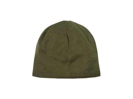 Green beanie hat on a white background