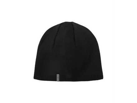 Black beanie hat on a white background