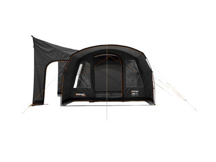 A black Vango awning, shown against a solid white background.