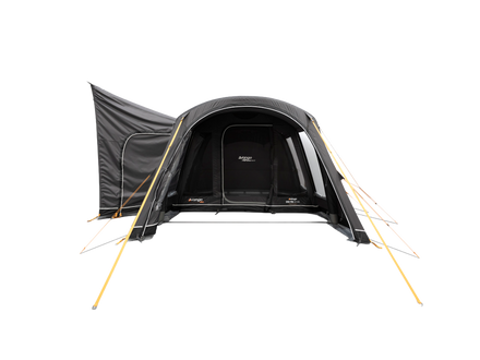 A Grey Vango air awning with front door open , shown on a white background