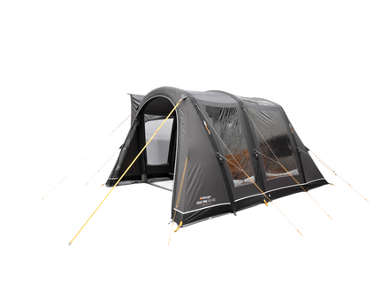 A Grey Vango air awning attached to the side of a campervan, shown on a white background