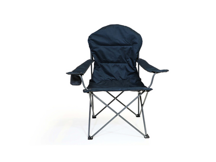 Blue folding chair on a white background