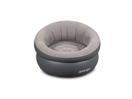 Gray inflatable chair with 'Vango' branding on a white background