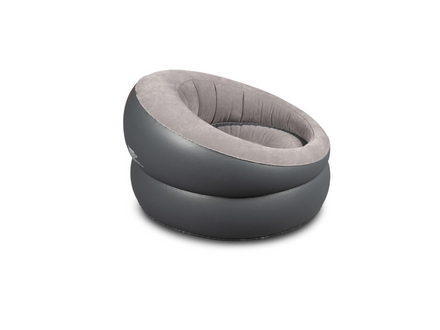 Inflatable chair with gray exterior and light gray interior on a white background