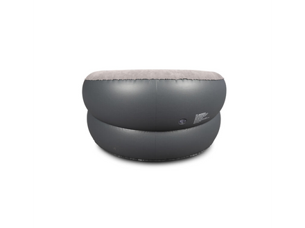 Inflatable camping chair with gray cushion on a white background