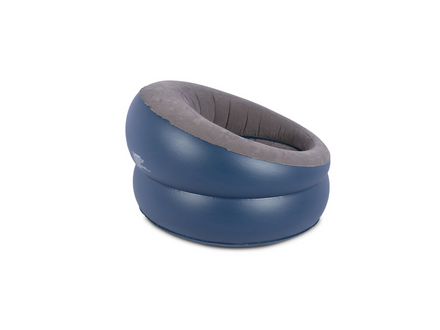 Blue and gray inflatable chair on a white background