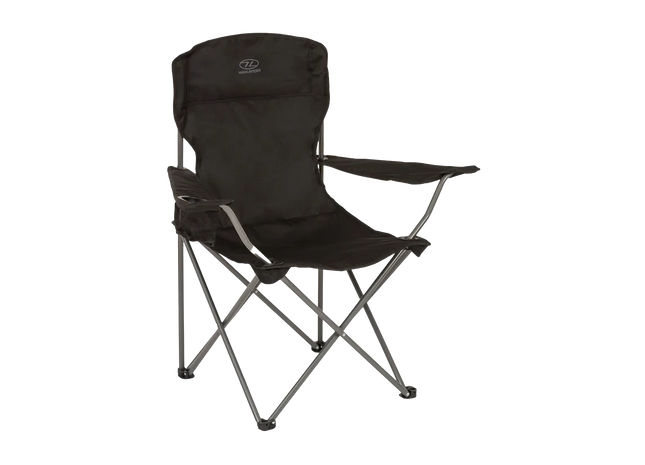 Highlander folding black camping chair on a white background