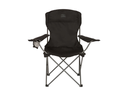 Black Highlander folding camping chair on a white background