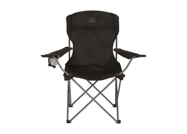 Black Highlander folding camping chair on a white background