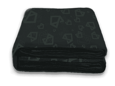 Black blanket with geometric pattern on a transparent background