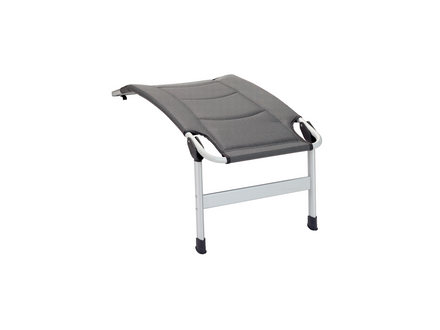 Gray chair footrest with metal frame on a white background