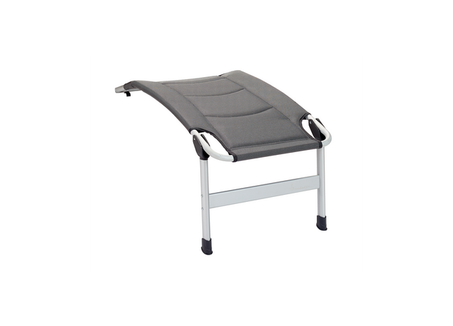 Gray chair footrest with metal frame on a white background